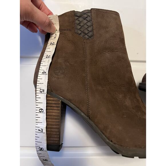 Timberland Earthkeepers Boots Stratham Block Heels Brown Nubuck Leather Size 8.5 - Picture 12 of 14